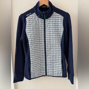 RLX Navy and White Striped Athletic Jacket